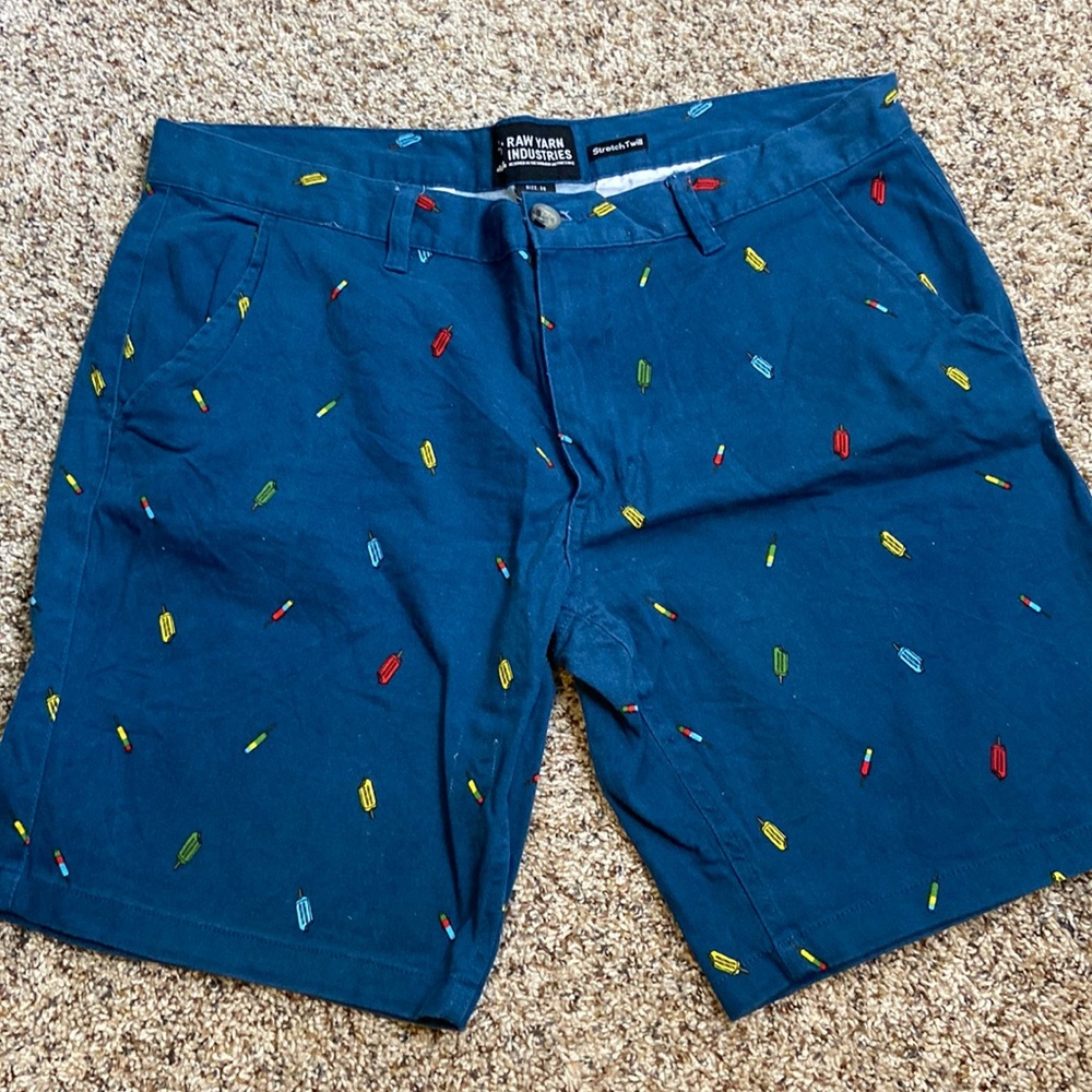 Raw Yarn Industries stretch twill popsicle summer shorts, mens 36